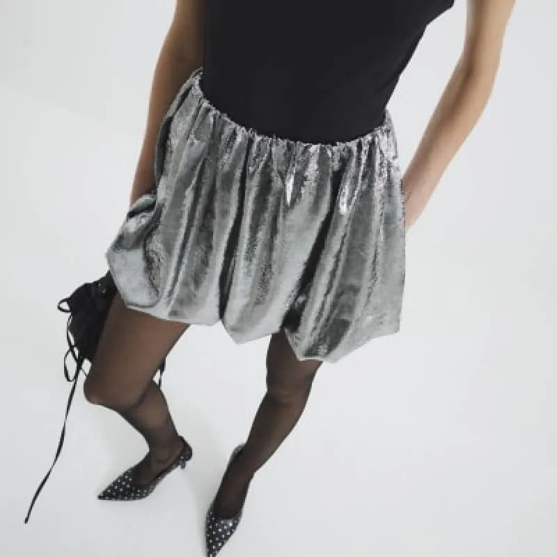 Silver Bubble Hem Mini Skirt sold by River Island