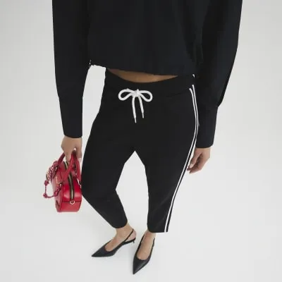 Black Stripe Tied Joggers sold by River Island