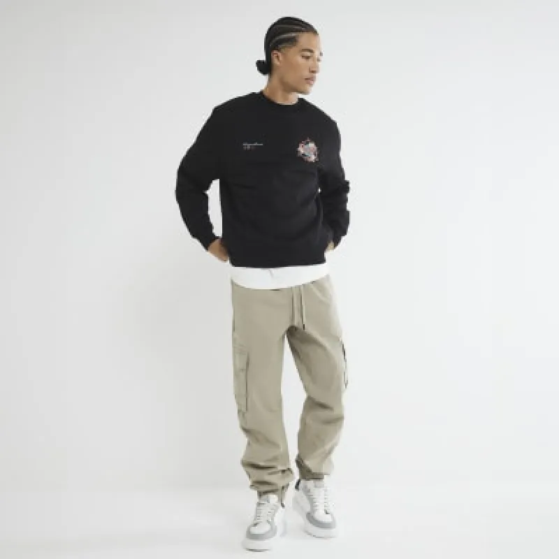 Black Regular Fit Japanese Sweatshirt sold by River Island