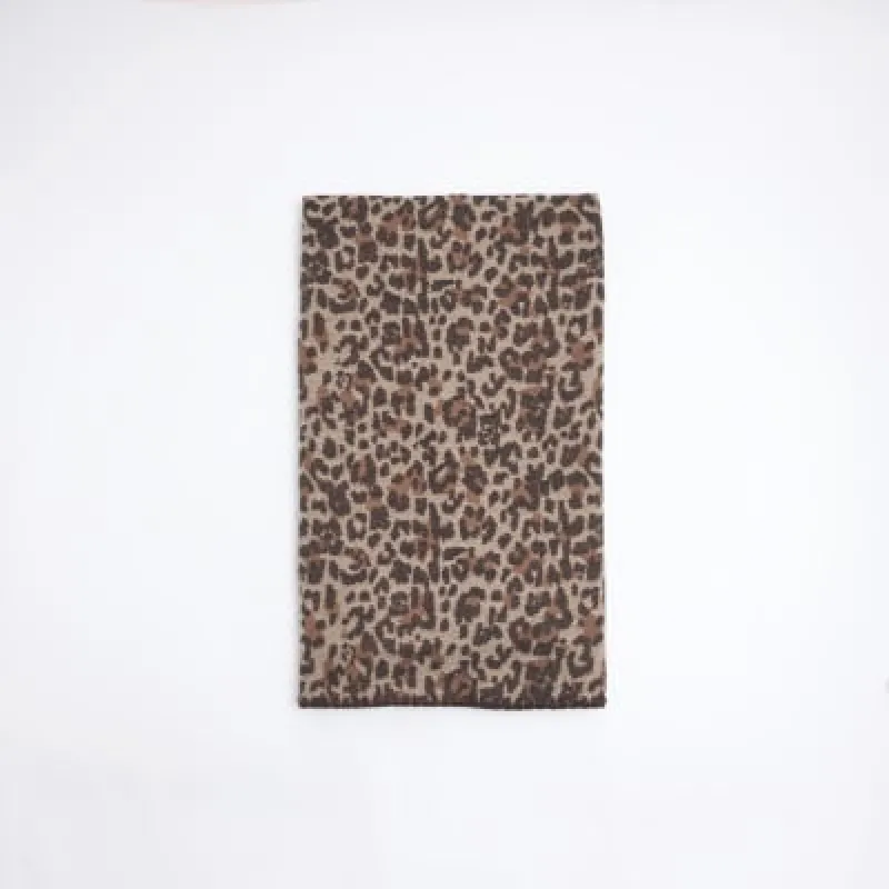Brown blanket stitch leopard scarf sold by River Island