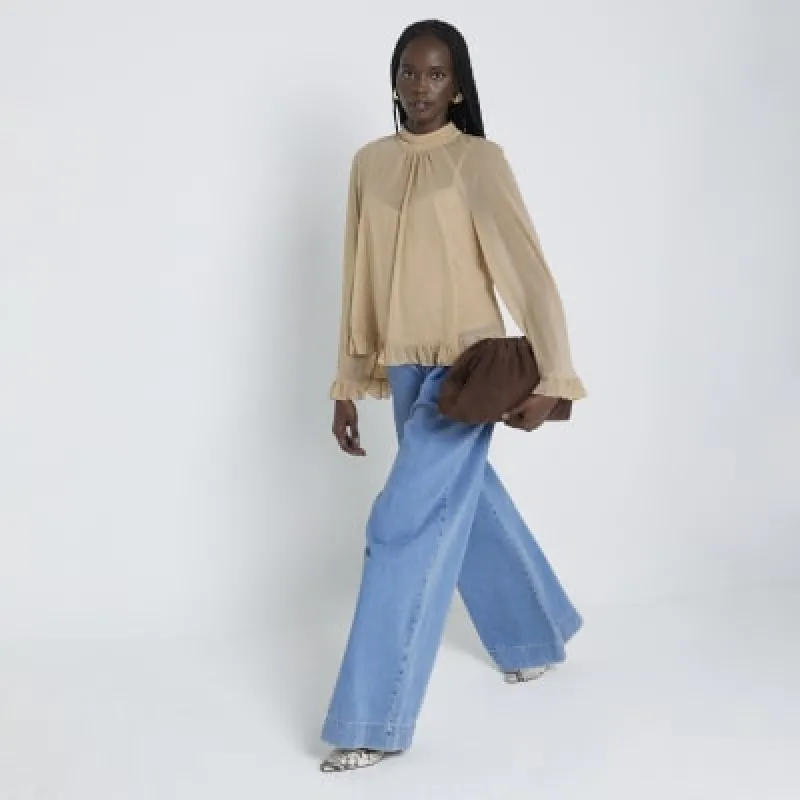 Beige Chiffon Mesh Blouse sold by River Island