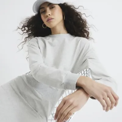 Grey Long Sleeve Midi Sweatshirt Dress sold by River Island
