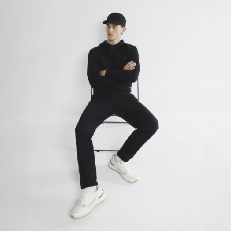 Black Slim Fit Open Hem Joggers sold by River Island