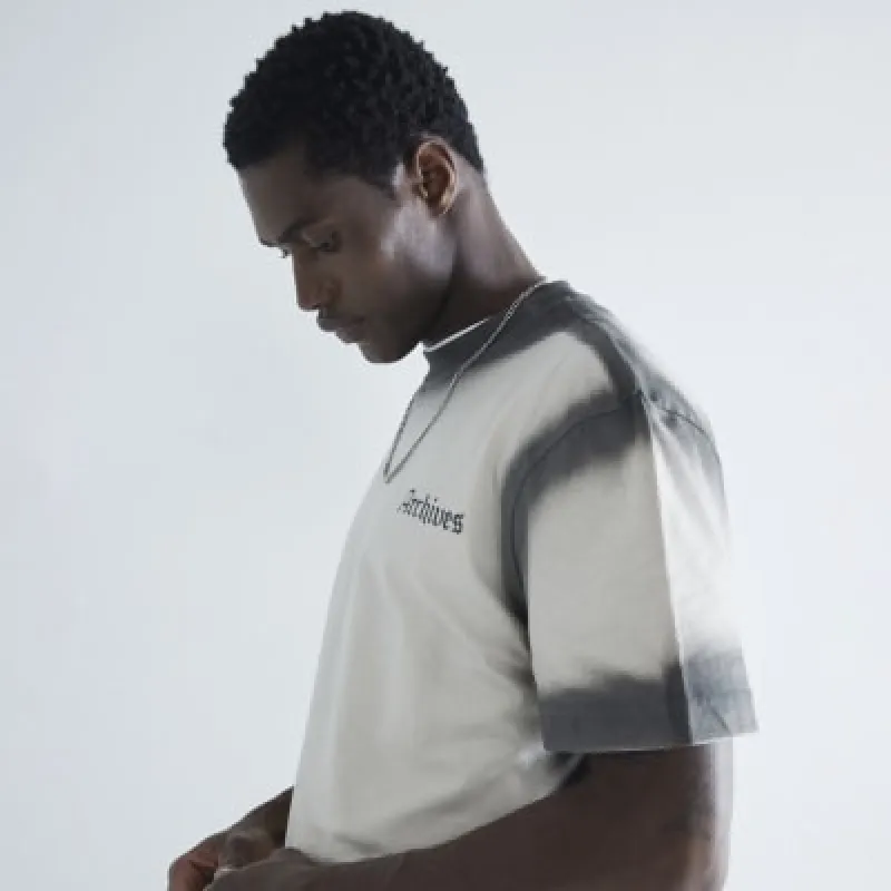 Ecru Regular Fit Archives Hem Spray T-Shirt made by River Island