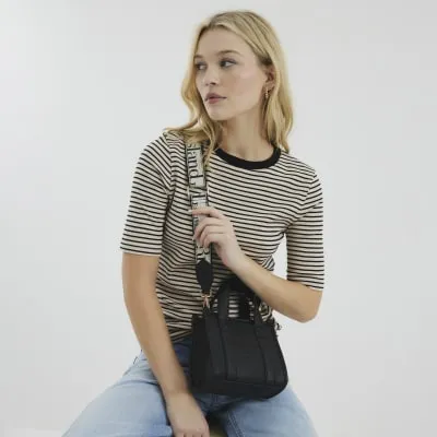 Black Mini Embossed Tote Bag sold by River Island