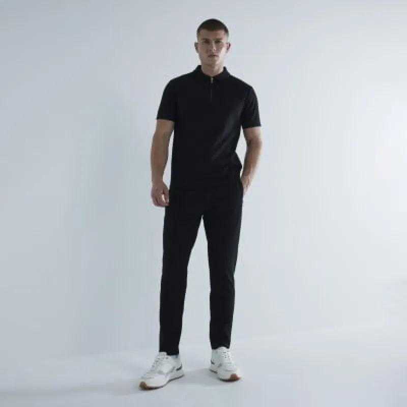 Black Slim Fit Pique Joggers sold by River Island