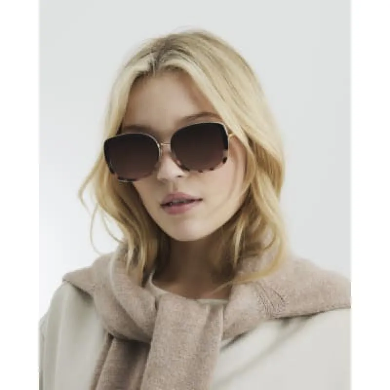 Black Metal Round Gold Trim Sunglasses sold by River Island