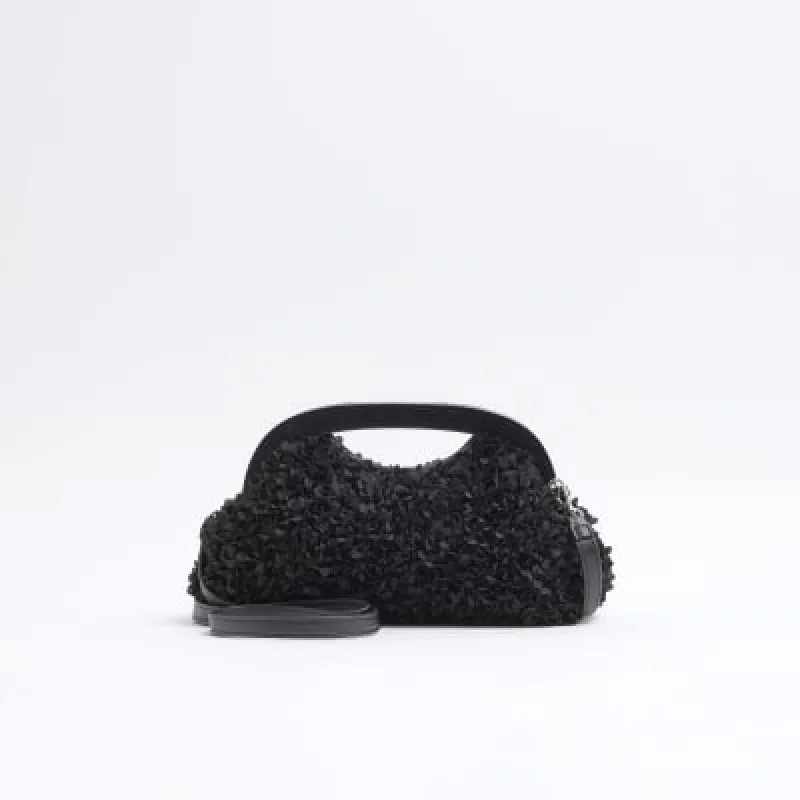 Black 3D Floral Frame Clutch Bag sold by River Island