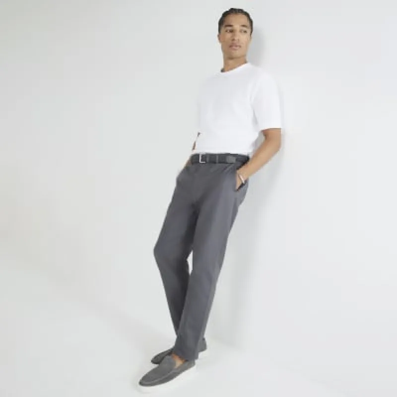 Grey Slim Fit Belted Chinos sold by River Island