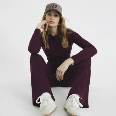 Red Long Sleeve Fitted T-Shirt sold by River Island