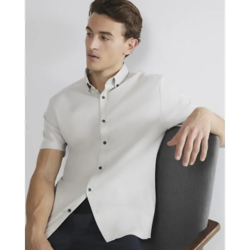 Grey Muscle Fit Textured Shirt sold by River Island