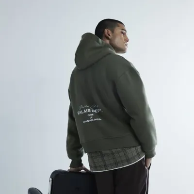 Khaki Long Sleeve Palaise Dept Hoodie sold by River Island