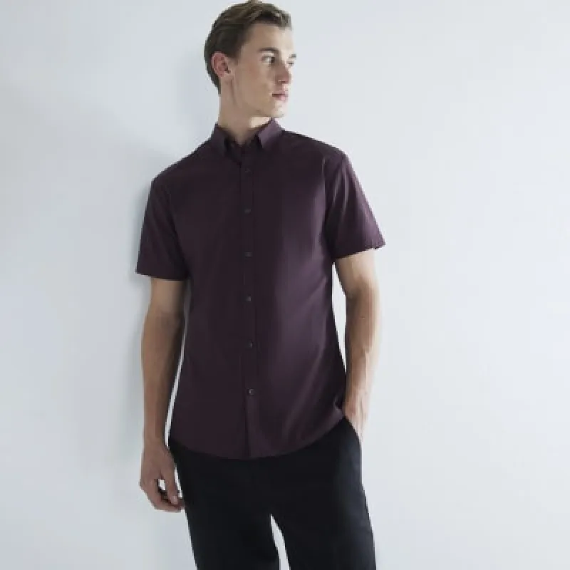 Red Muscle Fit Short Sleeve Textured Shirt sold by River Island