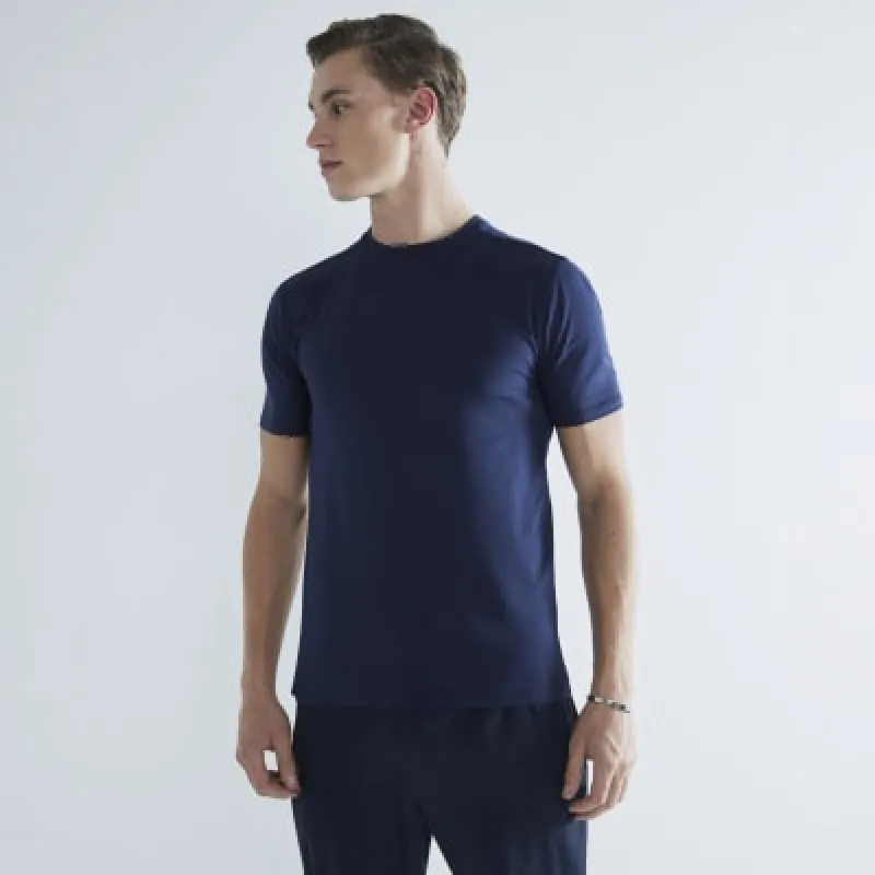Navy Muscle Fit Short Sleeve T-Shirt sold by River Island