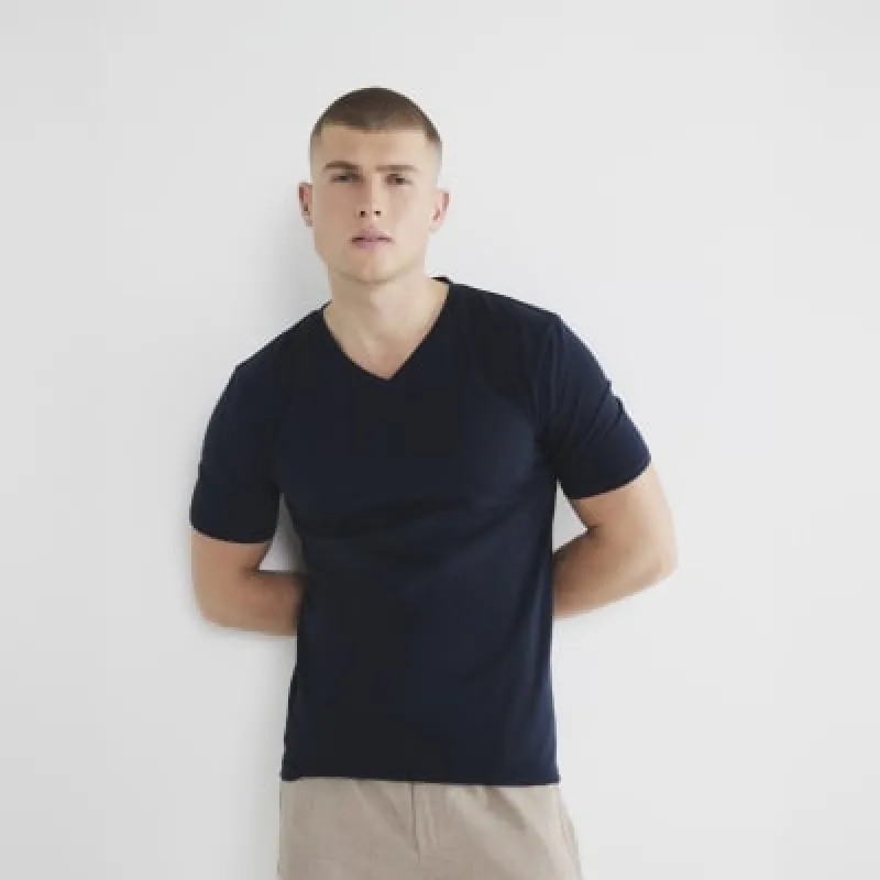 3 Pack White Muscle Fit V Neck T-Shirts sold by River Island