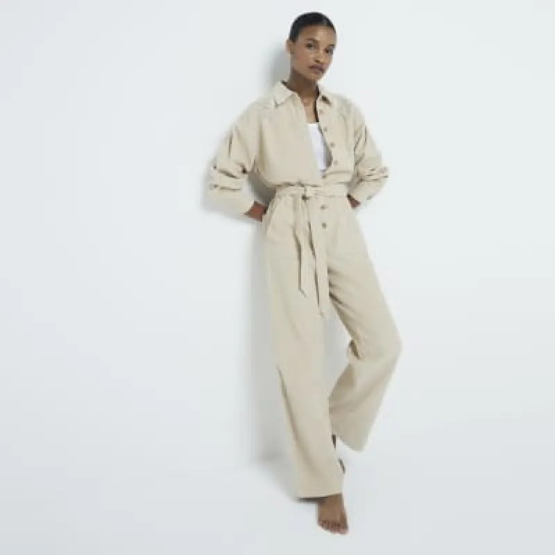 Beige Corduroy Cutwork Jumpsuit sold by River Island