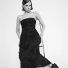 Black Bandeau 3D Swirl Bodycon Midi Dress sold by River Island