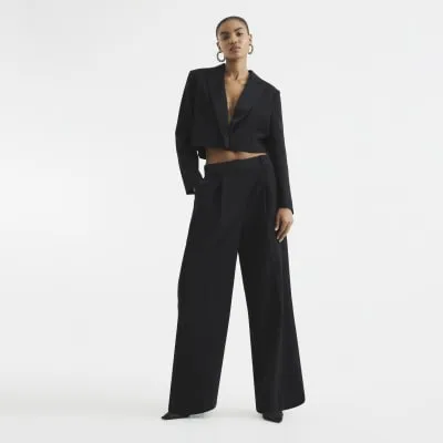 Black Wide Leg Tuxedo Trousers sold by River Island