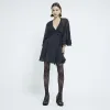 Black Long Sleeve Chiffon Cape Mini Dress sold by River Island