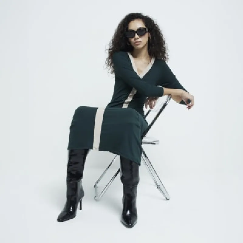 Green Colour Block Maxi Dress sold by River Island