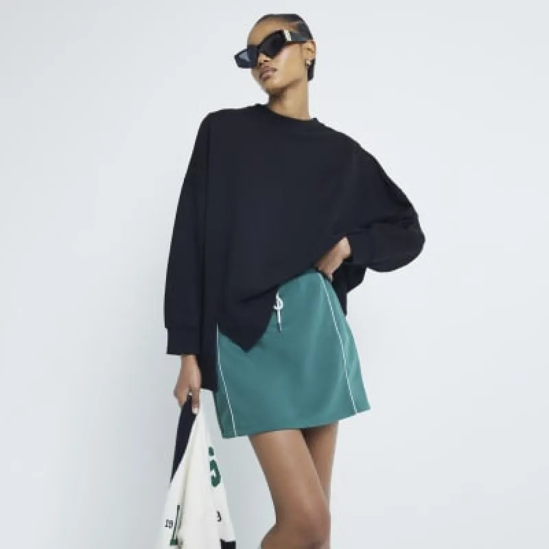 Black Long Sleeved Split Front Sweatshirt sold by River Island