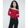 Red Long Sleeve Bandage Bardot Top sold by River Island