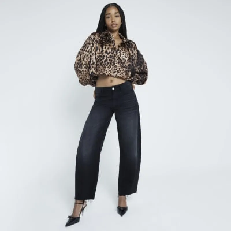 Brown Leopard Print Bubble Hem Blouse sold by River Island