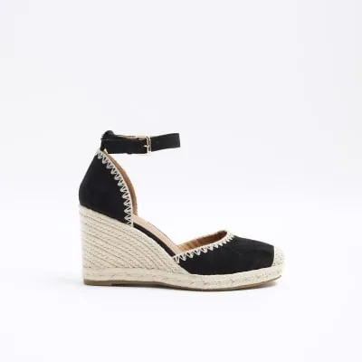Black stitch wedge espadrille sandals sold by River Island