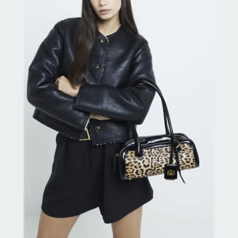 Beige Leopard Shoulder Bag sold by River Island