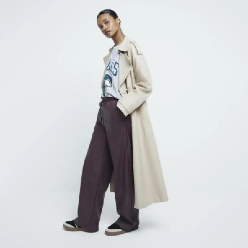 Red Faux Leather Wide Leg Trousers sold by River Island