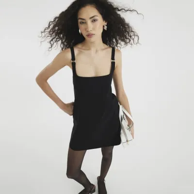 Black Square Neck Pinafore Mini Dress sold by River Island
