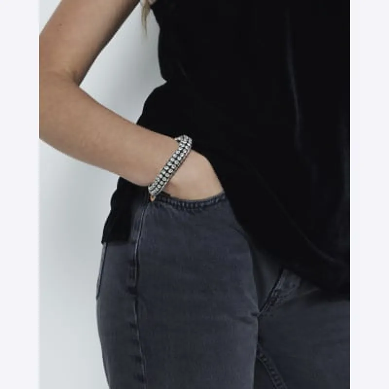 Silver Diamante Tube Bracelet sold by River Island
