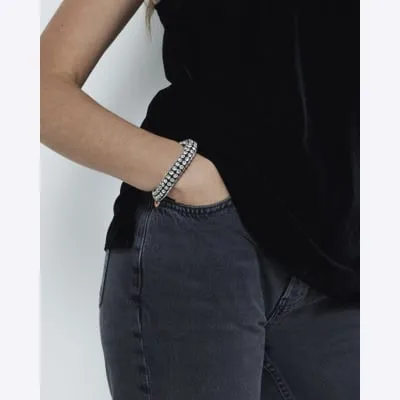 Silver Diamante Tube Bracelet sold by River Island