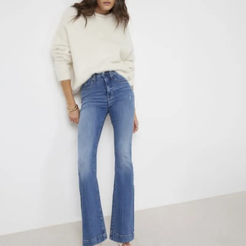 Blue High Waisted Tummy Hold Flared Jeans made by River Island