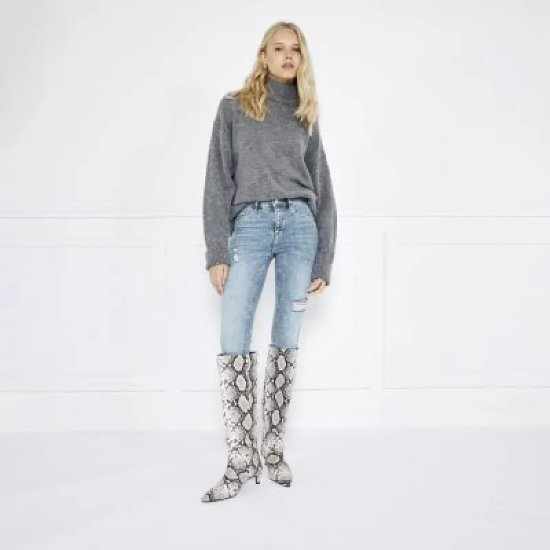 Blue Mid Rise Molly Skinny Ripped Jeans sold by River Island