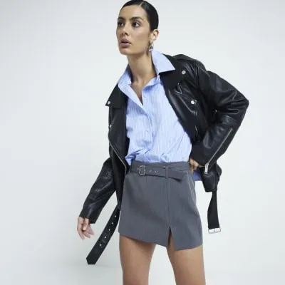 Grey Belted wrap Skort sold by River Island