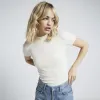 Cream ribbed high neck t-shirt sold by River Island