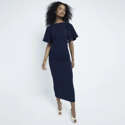 Navy angel sleeve midi dress sold by River Island