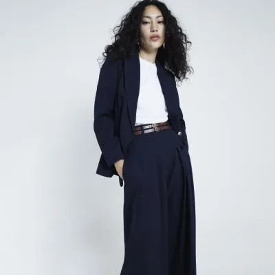 Navy double breast smart blazer sold by River Island