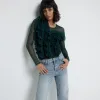Green Mesh Frill Long Sleeve Bodysuit sold by River Island