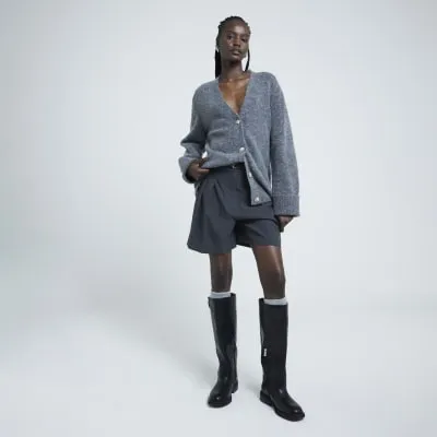 Grey knit button up cardigan sold by River Island