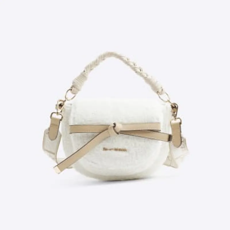 Cream Borg Saddle Cross Body sold by River Island