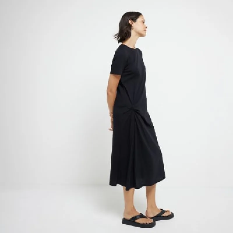 Black side knot t-shirt midi dress sold by River Island