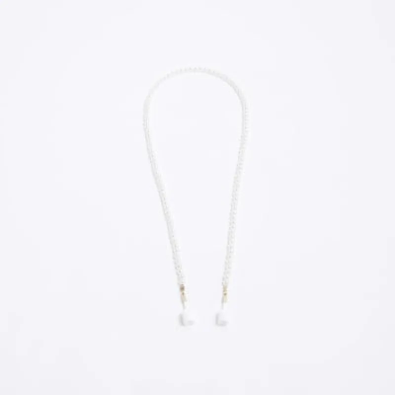 Cream Pearl Earphone Chain sold by River Island