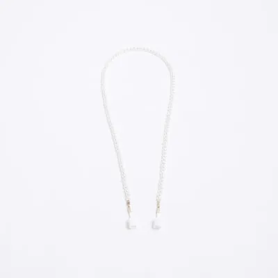 Cream Pearl Earphone Chain sold by River Island