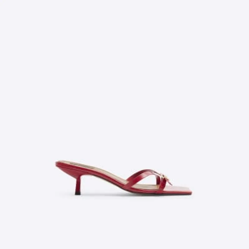 Red Cross Strap Kitten Heel Sandals sold by River Island