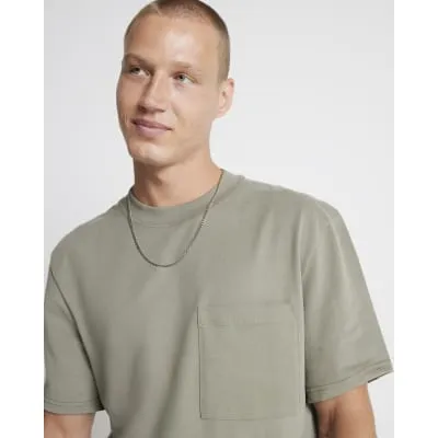 Khaki Regular fit Pocket T-shirt sold by River Island