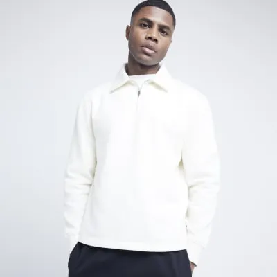 Beige regular fit rugby sweatshirt sold by River Island