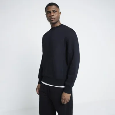 Black regular fit stitched sweatshirt sold by River Island