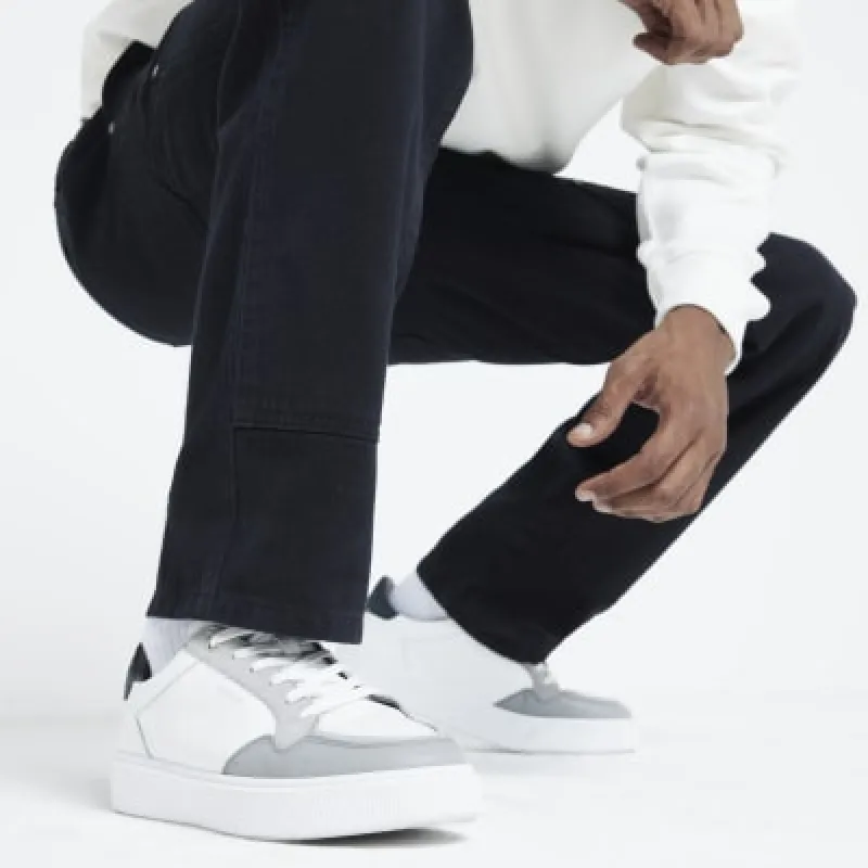 White leather lace up trainers sold by River Island